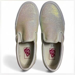 Vans Women's Glitter Slip-On Sneakers - Gold and Silver